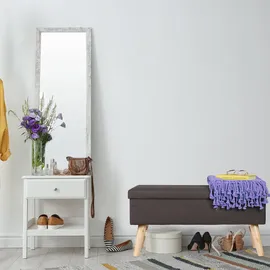 Relaxdays Sitzbank mit Stauraum, Blau,Hellbraun