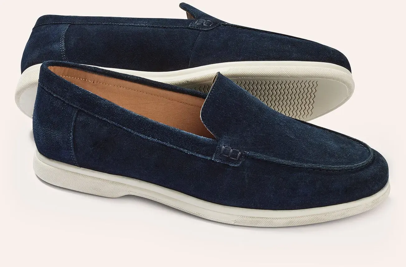 Walbusch Herren Velours-Loafer Blau noch offen: Muster