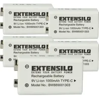 EXTENSILO 5x 9V-Akku Block für diverse Geräte (1 Ah,