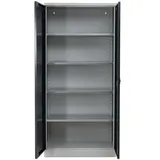 Proregal BEE Aktenschrank 195x92x42 cm Grau-Schwarz