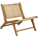Meubletmoi Lounge-Sessel, geneigt, aus massivem Teakholz, mit Korbgeflecht aus Rattan – natürlicher und exotischer Stil – Sina