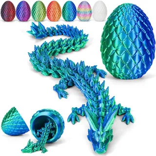 Merrwon 3D-Gedruckter Drache (28,5 cm) mit Drachenei - Kreative Spielzeug und Deko, Laserdunkelgrün