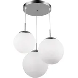 GLOBO Hängeleuchte Kugeln 3 Flammig Kugelleuchte hängend Glas weiß Pendelleuchte Esstischleuchte, Nickel-matt, 3x E27, DxH 51,5x80 cm