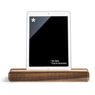 Coolinato Soundbar Holz, Halterung 30x4x9cm für Smartphone und Tablet, Handyständer und Verstärker, passiver Lautsprecher