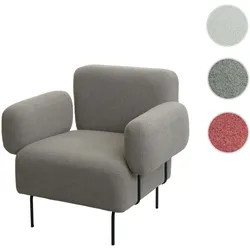 Lounge-Sessel HWC-L83, Cocktailsessel Polstersessel Sessel, Boucl√© Stoff/Textil Metall ~ grau