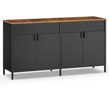 Songmics Aufbewahrungsschrank Metall 141 x 76 x 40 cm schwarz mit 2 Türen