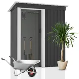 2mGoods S Geräteschuppen, Gartenhaus aus Metall, ca. T86 B162 H186 cm, 1,48 m3 Stauraum, extra Kantenschutz, stabile Schiebetüre, Gartenhütte, Gerätehaus,Gartenlagerung