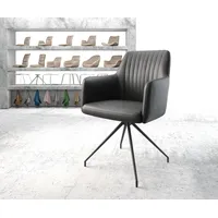 DELIFE Drehstuhl Greg-Flex Echt-Leder Schwarz Kreuzgestell konisch Schwarz 180° drehbar, Esszimmerstühle