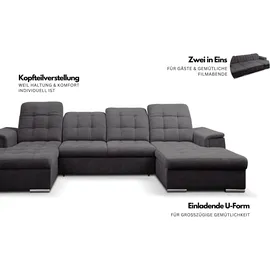 werk2 Wohnlandschaft Mikrofaser U-Form 3-Sitzer Grau