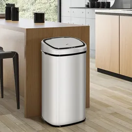 Homcom Sensor-Mülleimer 68 l Silber