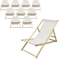 ECD Germany 10Er Set Liegestuhl Klappbar Beige aus Holz