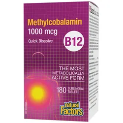 Natural Factors NATURAL FACTORS VITAMIN B12 METHYLCOBALAMIN 1000 MCG (90 SUBLINGUAL TABLETS) (180 Tabletten)