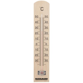 Fackelmann Thermometer TECNO, Thermometer für den Innen- und Außenbereich, analoge Temperaturanzeige (Farbe: Braun/Schwarz), Menge: 1 Stück, ca. 25 x 1,5 x 5 cm