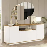 Dmora Sideboard Nekkar 180 x 45 x 75 cm Eiche Weiß