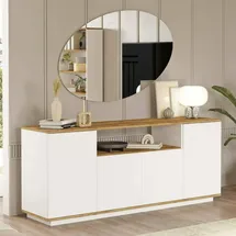 Dmora Sideboard Nekkar 180 x 45 x 75 cm Eiche Weiß