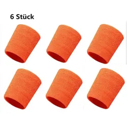 XDeer Handbandage 6 Stück Schweißband Handgelenk,Fitness Schweissband, Schweißbänder Handgelenk,Absorbierende Schweißband orange
