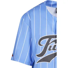 FUBU T-Shirt "Fubu Herren", Herren, Gr. XXS, light blau, weiß, 100% Polyester, bedruckt, loose fit, V-Ausschnitt, Shirts T-Shirt