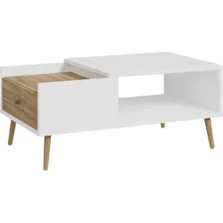 Couchtisch FORTE "Harllson EasyKlix by Forte", weiß (weiß, mauvella eiche, weiß), B:106cm H:45,4cm T:59,8cm, Tische, die neue geniale Art Möbel aufzubauen, fast ohne Werkzeug