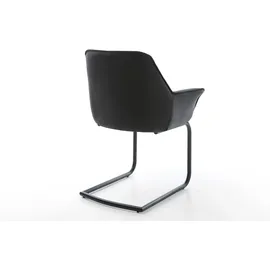 DeLife Freischwinger Kaira-Flex Echt-Leder Schwarz Freischwinger rund Schwarz