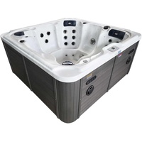 Outdoor Whirlpool Oasis Maxi weiß - Mit Abdeckung und Stiege - Maße 210 x 210 x 95 cm - 52 Massagedüsen, LED Beleuchtung, Radio, Lautsprecher, Bluetooth, Whirlpool SPA für 6 Personen