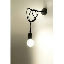 Licht-Erlebnisse Wandaußenleuchte BOMBILLA Schwarz Metall Stoff flexibel verstellbar 1x E27 max. 60W LE70471