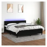 vidaXL Boxspringbett mit Matratze & LED Schwarz 180x200 cm Stoff