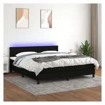vidaXL Boxspringbett mit Matratze & LED Schwarz 180x200 cm Stoff