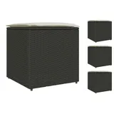 vidaXL Kissenbox Schwarz 50x50x50 cm Poly Rattan