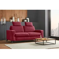 Home Affaire "Lolland", rot (bordeaux), B:183cm H:88cm T:88cm, Struktur imprägniert - feucht abwischbar (100% Polyester);Struktur Flausch (90% Polyester, 10% Polyamid);Luxus-Microfaser ALTARA NUBUCK (100% Polyester), Sofas, mit Federkern, auch mit