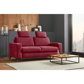 Home Affaire "Lolland", rot (bordeaux), B:183cm H:88cm T:88cm, Struktur imprägniert - feucht abwischbar (100% Polyester);Struktur Flausch (90% Polyester, 10% Polyamid);Luxus-Microfaser ALTARA NUBUCK (100% Polyester), Sofas, mit Federkern, auch mit