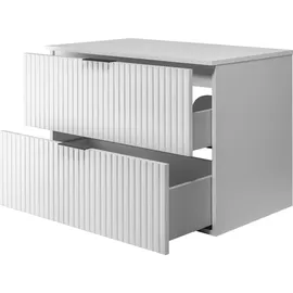 Rodan | Waschbeckunterschrank 80cm | Weiß matt | B/H/T 80/57/46cm | Weiß Tischplatte | Badezimmerschränke, Badmöbel, Waschbecken Unterschränke - Weiß