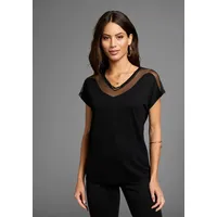 LAURA SCOTT T-Shirt mit Mesh-Einsatz schwarz 44/46