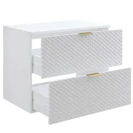Badplaats Waschbeckenunterschrank Borneo 2 Schubladen 80 x 63 x 49 cm Weiß Matt