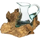 WOGEKA - Wurzelholz Kanne Glas Vase Wurzel Holz Teakholz Krug L