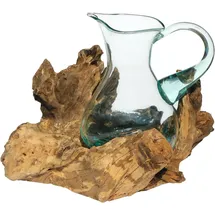 WOGEKA - Wurzelholz Kanne Glas Vase Wurzel Holz Teakholz Krug L
