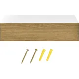 [en.casa] Wandregal Leknes 50x24x12 cm 2er Set mit Schublade Weiß/Holzfarben