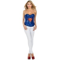 Rubie ́s Kostüm Supergirl Pailletten Corsage, Körperbetonendes Oberteil mit Superheldin-Motto blau S