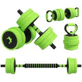 4 in 1 Hanteln Set 20 kg verstellbare Kurzhantel & Langhantel Kettlebell