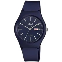 Q&Q Unisex - Uhr Silikonarmband Datumsanzeige Dornschließe 10 Bar (dunkelblau)