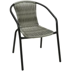 Stabiler Polyrattan Bistrostuhl Stapelstuhl Grau meliert / schwarz
