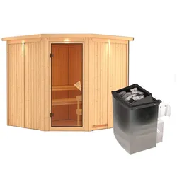 Karibu Sauna Jarin-9kW Ofen int.Steuerung-Inkl.Dachkranz