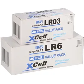 XCell 80 Batterien 40x XCell LR03 Micro AAA + 40x XCell LR6 Mignon AA