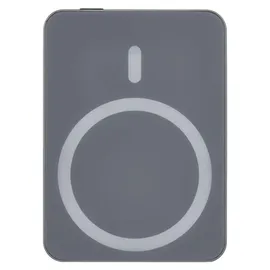 EMOS Powerbank WI 522, 5000 mAh MagSafe mit Passthrough und Wireless-Charging, USB-C-Ausgang inkl. Kabel, für iPhone, iPad, Smartwatch, grau, B0555GY - Grau