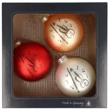 MUSIKBOUTIQUE Weihnachtsbaumkugel 3er-Set Weihnachtskugeln mit Violine-Druck, verschiedene Farben -, Musik, Weihnachten, Dekoration rot|silberfarben