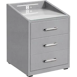 Nachtkonsole ED EXCITING DESIGN "Moon", grau (grau, inari 91 grau), B:47cm H:61cm T:46cm, Sideboards, mit LED-Beleuchtung und USB-Anschluss & USB-C-Anschluss