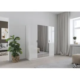 Rauch Kleiderschrank RAUCH "Freiham Drehtürenschrank Schrank Garderobenschrank Breite 91cm", weiß (weiß hochglanz), B:181cm H:197cm T:54cm, Holzwerkstoff, Schränke, Kleiderschrank, Schlafzimmerschrank mit Spiegel und Griffmulden BESTSELLER