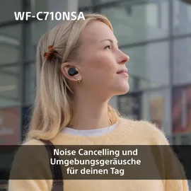 Sony WF-C710NSA Truly Wireless Noise Cancelling Earbuds, leichte Kopfhörer, Touch-Bedienung, Multipoint-Verbindung, IPX4, bis zu 40 HR-Akku, Quick Charge, iOS & Android - Schwarz
