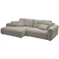 KAWOLA Ecksofa, Grau, Schwarz, Echtholz, 3-Sitzer, Füllung: Kaltschaum, Ottomane