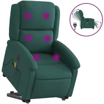 vidaXL Massagesessel Elektrisch 86,5 x 99,5 x 86,5 cm Dunkelgrün mit Aufstehhilfe