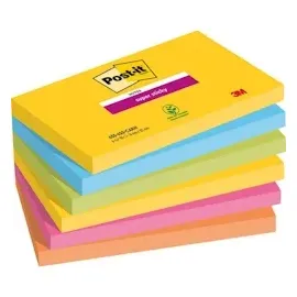 Post-it Super Sticky Notes Carnival Haftnotizen extrastark 6556SR farbsortiert, 6 Blöcke